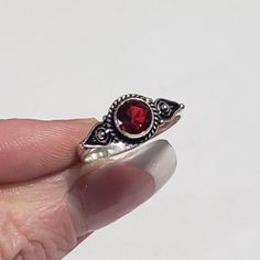 Handmade Garnet Gemstone 925 Silver Ring Sz 8.5- Sy-78055 The Item You See Is The Exact Piece You Will Receive-Excellent Quality & Design~ 100% Brand New-Garnet Gemstone-925 Sterling Silver Stamped-Vintage/Antique Style-Handmade Please See Photos For Shape/Curves/Condition/Colors/Texture/Style/Design/Engraving Size 8.5 Classic Red Sterling Silver Birthstone Ring, Classic Red Birthstone Ring In Sterling Silver, Red Sterling Silver Crystal Ring, Red Sterling Silver Birthstone Ring, Red Birthstone Ring In Sterling Silver, Red Sterling Silver Crystal Ring With Gemstone, Red Crystal Gemstone Ring In Sterling Silver, Red Ruby Ring With Bezel Setting In Sterling Silver, Red Birthstone Ring With Bezel Setting In Sterling Silver