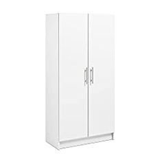 a tall white cabinet with two doors