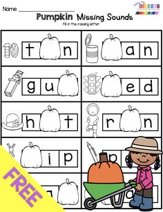 a pumpkin missing sounds worksheet for children to practice their handwriting and writing skills