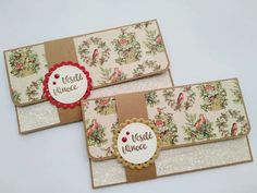 three cards with christmas designs on them