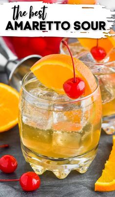 the best amaretto sour recipe with cherries and oranges