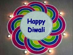 happy diwali with lights on the ceiling