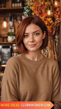 23 Top Fall Hair Trends 2024: Fiery Reds & Natural Highlights Red Hair Dark Roots, Grey Bobs, Subtle Brunette Highlights, Subtle Brunette, Red Bob Haircut, Fall Red Hair, Brunette Bob Haircut, Hair Trends 2024, Red Brown Hair Color