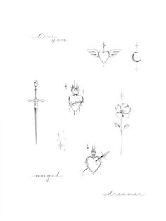 an image of tattoos with hearts and arrows