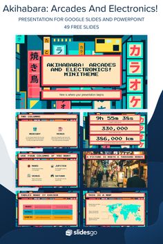 an advertisement with the words akhabba arcades and electronics presentation for google slides and powerpoint