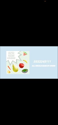 a business card with fruit and vegetables on it