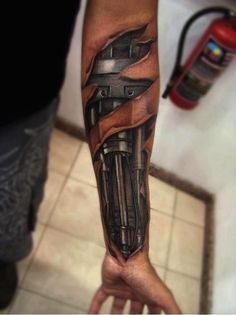 Sambal – Levensechte tattoos Terminator Tattoo, Terminator Arm, Tattoos Arm Mann, Ripped Skin Tattoo