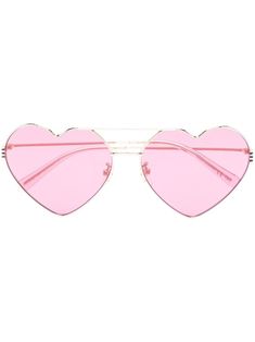 gold-tone heart-shape frame pink tinted lenses nose pads straight arms curved tips These glasses come with a protective case. Wire Sunglasses, Glasses Outfit, Heart Shaped Glasses, Frame Pink, Gucci Glasses, Heart Glasses, Heart Shaped Frame, Heart Accessories, Rose Gold Sunglasses