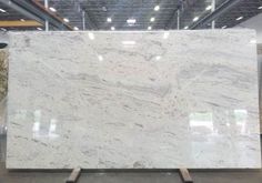 a white marble slab in a warehouse