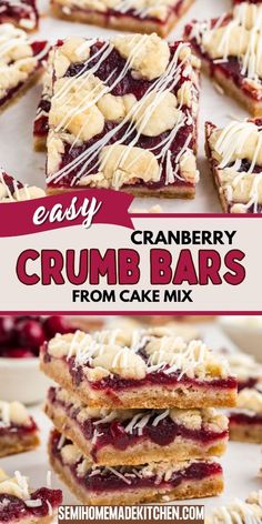 easy cranberry crumb bars from cake mix are the perfect dessert for summer