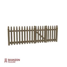 a small wooden fence on a white background