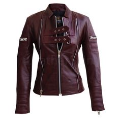 • Sweeten up your wardrobe with this gem of a maroon colored leather jacket • Taking things to the next level, this leather jacket is a true versatile piece of clothing  • Be stylish as well as trendy with the help of this genuine leather sturdy jacket • The deep polyester lining on the interior of the leather jacket never disappoints  • The proportionate front zip closure is made elegant by the three-zipper closure design Colored Leather Jacket, Pink Biker Jacket, Red Sheep, Coloured Leather Jacket, Leather Blazer Women, Gothic Jackets, Blue Leather Jacket, Long Leather Coat, Leather Jacket With Hood