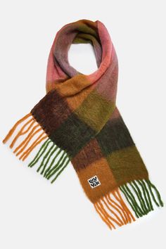 Rowan - Super Soft Scarf in Orange & Pink Checkerboard – Lucy & Yak Funky Scarves, Pink Checkerboard, Lucy Yak, Lucy And Yak, Chunky Knit Scarves, Cooling Scarf, Soft Scarf, Chunky Scarves, Cute Headbands