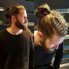 viking style braids and top knots for men Men With Long Hair, Braid Styles For Men, Short Braids