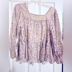 Nwot Light Purple And Yellow Floral Peasant Top From American Eagle. Never Worn. Size M - Runs Oversized. Smoke Free Home. Fall Peasant Printed Top, Fall Peasant Style Printed Top, Cotton Peasant Top With Floral Print For Daywear, Cotton Floral Print Peasant Top For Daywear, Printed Cotton Peasant Top For Spring, Yellow Bohemian Blouse For Daywear, Yellow Peasant Blouse For Spring, Casual Cotton Peasant Top With Boho Print, Casual Yellow Long Sleeve Peasant Top