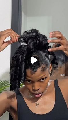 Zoliswa Mahlobo on Instagram: "Sanibonani   I come back 😂❤️ Here is a cute classic messy bun using affordable hair  A full tutorial is available on my YouTube channel , the link is on my bio   #hairstyles #hairstyleideas #hairtutorial #bun #messybun #bangs #hair" Messy Top Knot With Bangs, Messy Bun Two Strands, Pin Curl Bun Updo Wedding Hairstyles, Hairstyle For Mock Neck Dress, Two High Buns Natural Hair, Natural Low Buns For Black Hair, Pin Curl Bun With Bang, Curly Ponytail With Bangs Black Women, Messy Bun With Swoop