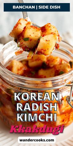 This crunchy, spicy Korean kkakdugi is the perfect side dish or addition to your favourite Korean recipes. Cubed radish kimchi is ready to eat in 15 minutes or savour the rich taste as the flavours develop over time.  ​  ​Kkakdugi (written in hangul as 깍두기) is a popular Korean banchan or side dish made from fermented Korean radish known as mu / moo.