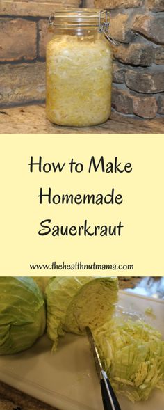 how to make homemade sauerkraut in a jar on a cutting board with a knife