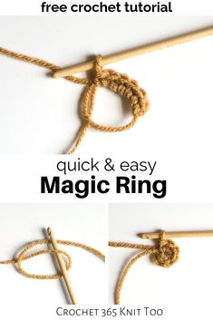 the instructions for how to crochet an easy and quick magic ring with yarn