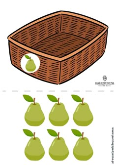 an apple and pear basket cut out to make it look like they have been placed in the