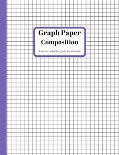 the graph paper composition book is shown in purple and white, with black lines on it