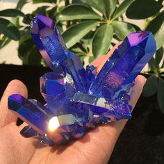 Rare beautiful deep blue flame aura quartz crystal cluster specimen 227 G Crystal Aesthetics, Crystal Furniture, Titanium Aura Quartz, Cosmic Girl, Aura Quartz Crystal, Witch Craft, Blue Flame, Aura Crystals, Character Aesthetics