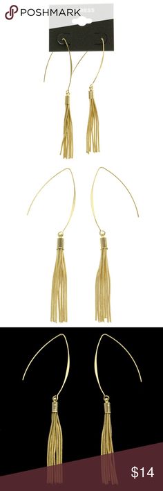 Express Tassel-Earrings Gold NWT "*Ships quickly from our NY location-receive your order in days not weeks *Express Authentic name brand designer jewelry *Orders placed before 3PM EDT Monday-Friday are shipped within 1 day *We are an American company thriving in the fashion jewelry & accessories business for 30 years *Dimensions:   3/16 In. W X 3  3/8  In. L *Color: Gold *Materials: High Quality Metal Alloy *Tassel Accents *Tassel-Earrings  EXPE026" Express Jewelry Earrings Adjustable Gold Tassel Earrings For Party, Adjustable Gold Tassel Earrings With Fringe, Accessories Business, Brand Designer, Fashion Accessories Jewelry, Designer Jewelry, Tassel Earrings, Monday Friday, Gold Material