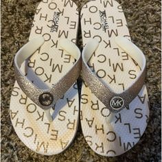 New Without Tags. Cute White Round Toe Flip Flops, Cute White Synthetic Flip Flops, Girls Flip Flops, Michael Kors Shoes, Flip Flop Sandals, Flip Flops, Kids Shoes, Shoes Sandals, Kids Shop