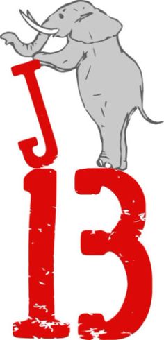 an elephant standing on top of the number thirteen