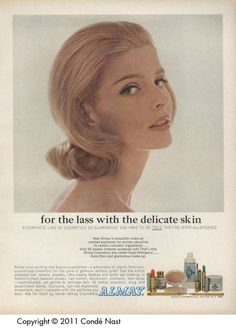 an advertisement for alway cosmetics featuring a woman's face with her hair pulled back