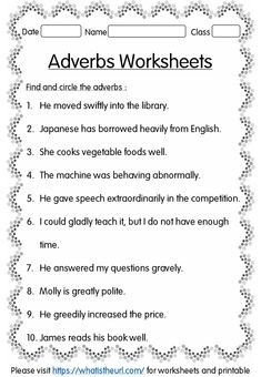 the worksheet for adverbs worksheets is shown in black and white