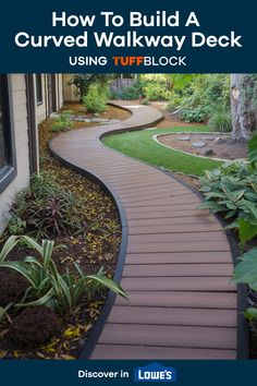 curved walkway deck through beautiful yard next to house Curved Walkway, Cabin Fire Pit, Fire Pit Yard, Digging Holes, Garden Deck