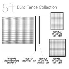 the 5ft x 4ft fence collection is shown in black and white with measurements for each