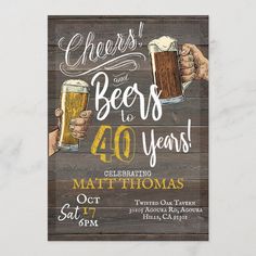 cheers and beers are celebrating 40 years with this birthday party poster, it's the perfect addition to any celebration