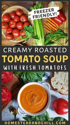 creamy roasted tomato soup with fresh tomatoes is an easy and healthy dinner that's ready in under 30 minutes