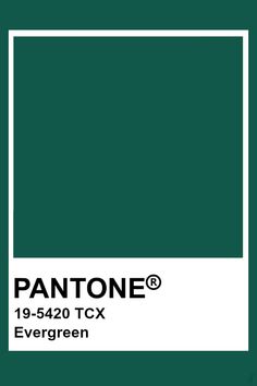 pantone's green color is shown with the words evergreen on it and an image of