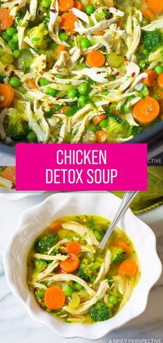 Chicken Detox Soup: A fast, tasty meal to kick-start a diet. This cleansing soup is great to make when you need a do-over in your eating plan. Chicken Detox Soup, Detox Chicken Soup, Healthy Soup Recipes Clean Eating, 7 Day Cabbage Soup Diet, Chicken Soup Crockpot, Soup Cleanse, Healing Soup, Diet Soup Recipes, Vegetable Soup With Chicken