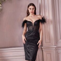 Glamorous Evening Dress Made In Cocktail Silhouette Has Delicate Feathers Located On The Shoulders, Which Together With A Brilliant Print Create A Unique Image That Sets You Apart From The Crowd. Length: Long Colour: Black Neckline: Off Shoulder Silhouette: Cocktail Sleeve: Sleeveless Back: Semi-Open, Zipper Embellishments: Feathers, Glitter Print Occasion: Romantic Date/Evening/Dinner, Wedding/Bridesmaid, Graduation, Fashion Show, Visiting Theater/Museum/Restaurant, Banquet, Photo Shoot, Concer Sleeveless Mini Dress For Gala, Glamorous Black Midi Dress With Sweetheart Neckline, Black Gala Dress With Sweetheart Neckline, Black Midi Dress With Sweetheart Neckline For Gala, Sleeveless Black Mini Dress For Gala, Black Sleeveless Mini Dress For Gala, Glamorous Black Sleeveless Evening Dress, Glamorous Black Sleeveless Midi Dress, Cocktail Silhouette