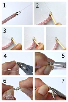 instructions to make beaded bracelets with beads and scissors for jewelry making or diy