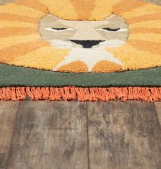 a rug with a lion face on it