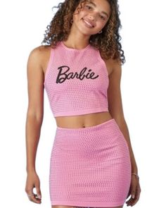 Forever 21 Barbie Logo Hot pink Rhinestone Bling Top Skirt Set Nwt 80's party | eBay Forever 21 Barbie, Knit Matching Set, Barbie Graphic, 80's Party, Bling Top, Barbie Logo, 80s Party, Top Skirt Set, Now And Forever