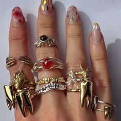 Unique Gold Stackable Rings For Everyday, Unique Gold Midi Rings, Unique Gold Midi Rings For Everyday, Unique Gold Stackable Midi Rings, Unique Metal Midi Rings, Unique Gold-colored Sterling Silver Midi Rings, Tooth Ring, Dope Jewelry Accessories, Dope Jewelry