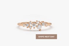 Rose Gold Diamond Ring, Diamond Cluster Ring in Rose Gold, Dainty Diamond Ring, Birthday Gift for Her Features *Made to Order. *Gold KT: 14K *Custom Gold Color: Rose Gold, Yellow Gold, White Gold *Diamond Cut: Round *Gemstone: White Diamonds *. Diamond Color & Clarity: G Color SI Clarity *Setting Type: Prong Setting *Number of Stones: 9 *Diamond Size: 1pc 2.5MM / 1pcs 2.3MM / 2pcs 2.0MM / 5pcs 1.3MM *Total CTW: 0.30ctw *Width of Band: 1.25MM *Ready to Ship in 7-10 Business Days ▶ Want to fin Rose Gold Cluster Ring Gift, Rose Gold Cluster Ring For Anniversary, Anniversary Rose Gold Cluster Ring, Rose Gold Cluster Ring As Gift, Rose Gold Cluster Rings For Gift, Dainty Rose Gold Cluster Ring For Anniversary, Rose Gold Cluster Promise Ring, Cluster Rose Gold Diamond Promise Ring, Dainty Diamond Ring