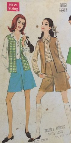 two women's clothing patterns, one with short sleeves and the other with high waist