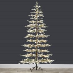 Pre-Lit Sparse Flocked Christmas Tree w/ 2-in-1 LEDs Sparse Christmas Tree, Fair Booth, Artificial Snow, Fir Christmas Tree, Conifer Trees, Christmas Tree Stand, Booth Display, Amazon Store, Metal Stand