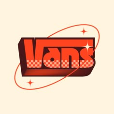 an orange and red logo with the word vans on it