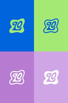 four different colored squares with the letter zo in each one's center and bottom corner