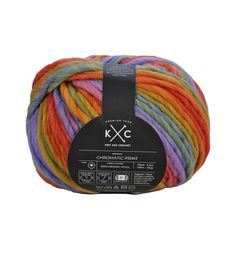 multicolored skeins of yarn with the kfc logo on top and bottom