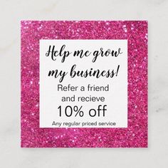 Glitter looking referral card #referral #customer #spa #salon #esthetician Mary Kay Referral, Tech Makeup, Mary Kay Office, Esthetician Quotes, Vendor Table, Mary Kay Marketing, Mary Kay Skin Care, Mary Kay Consultant, Referral Cards