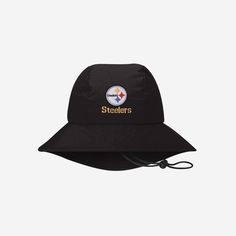 Pittsburgh Steelers Solid Fisherman Hat FOCO - FOCO.com Baseball Cap With Team Logo For Sports Events, Sports Fan Baseball Cap With Team Logo, Team Logo Baseball Cap For Sports Events, Sporty Black Bucket Hat For Sports, Game Day Baseball Cap With Team Logo, Team Spirit Hats With Team Logo, Team Logo Hats For Fan Merchandise, Sporty Adjustable Black Bucket Hat, Black Adjustable Sporty Bucket Hat